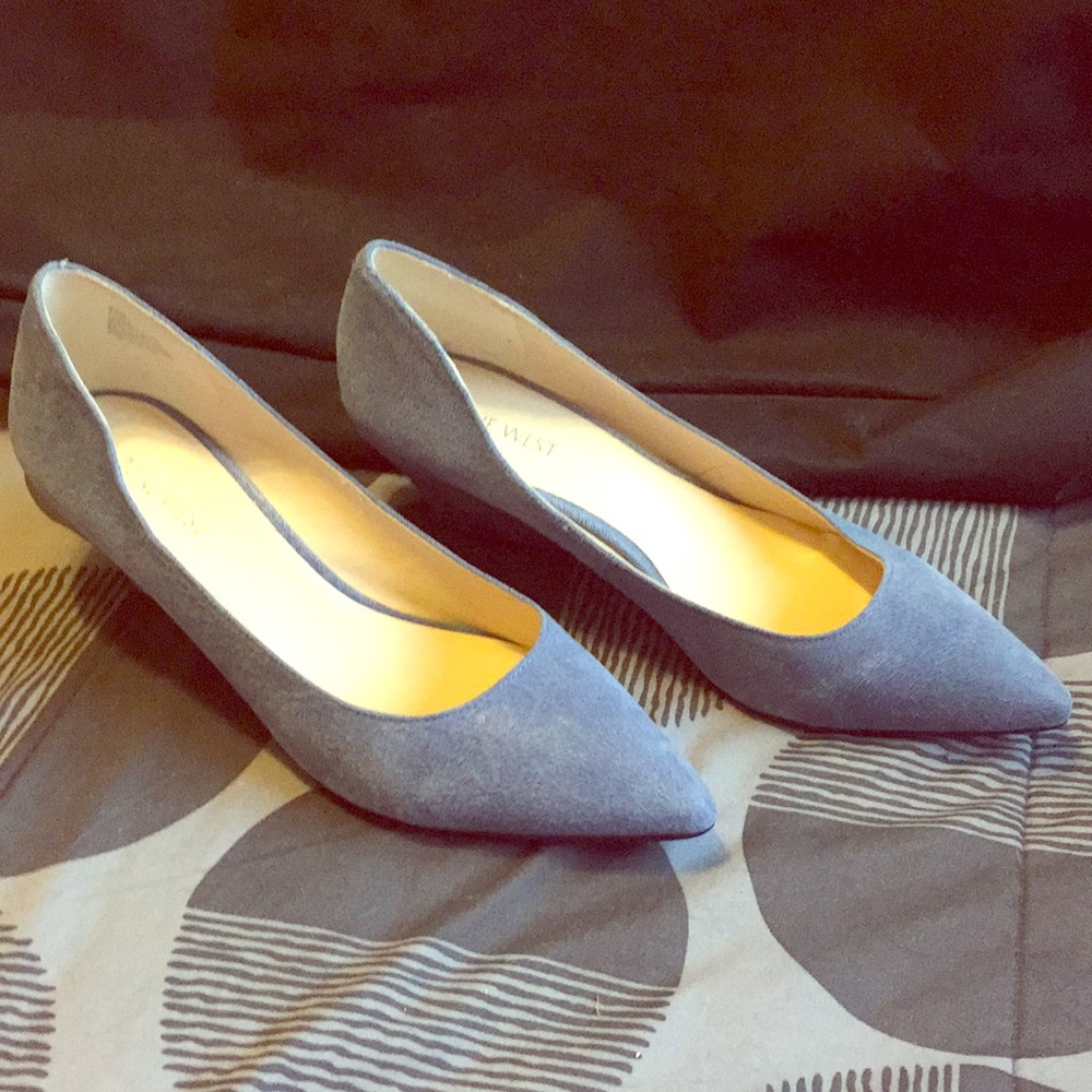 Nine West Chaeo Leather Upper Blue Wedge